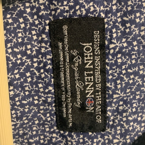 John Lennon English Laundry Blue and White Striped Button-Down Shirt - Picture 4 of 6